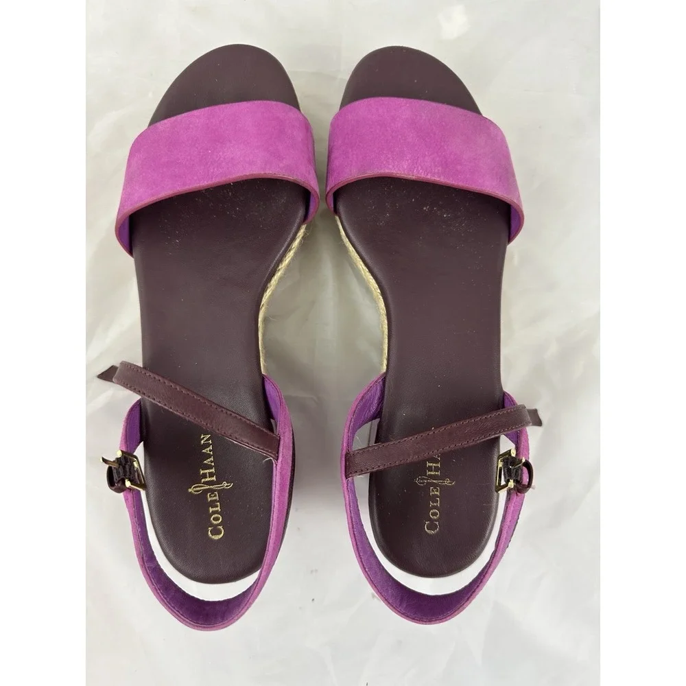 Cole Haan Womens 7B Arden Wedge Espadrille Platform sandals Purple Fuschia